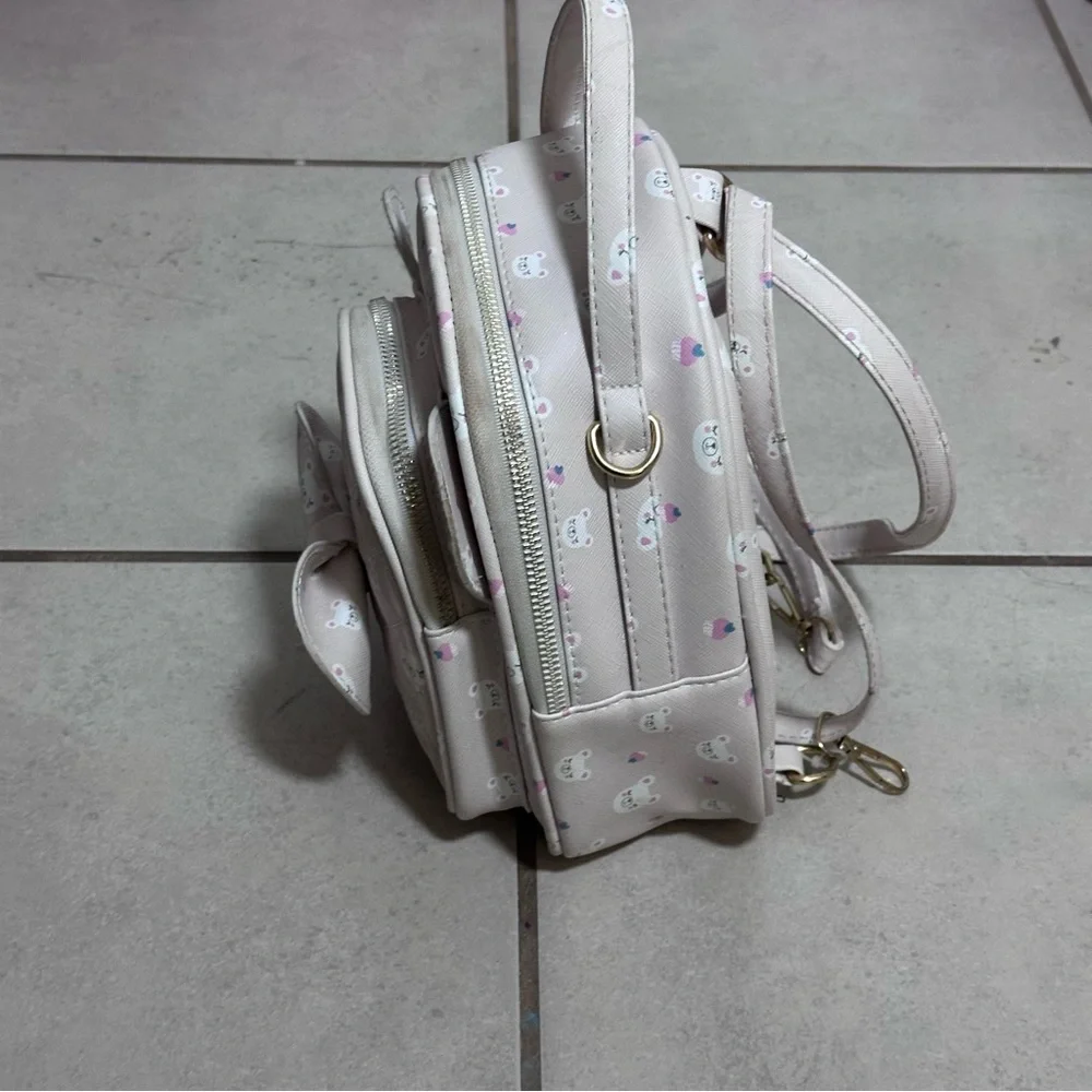 Kids Beige Mini‎ Faux Leather Backpack.